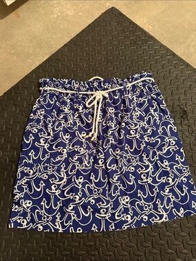 Lilly Pulitzer Navy Blue and White Anchor Print Skirt